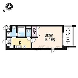 プリエール南草津 1Kの間取図画像