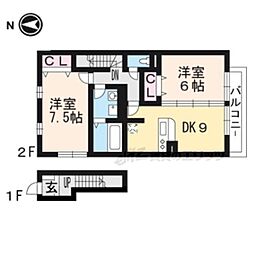 ヴェルコートB 2LDKの間取図画像
