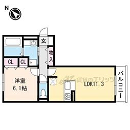 シャーロットミナクチA 1LDKの間取図画像
