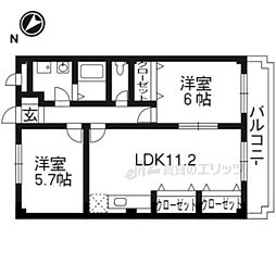 カーサ岡田 3DKの間取図画像