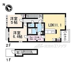 メディカル馬淵西II 2階2LDKの間取り