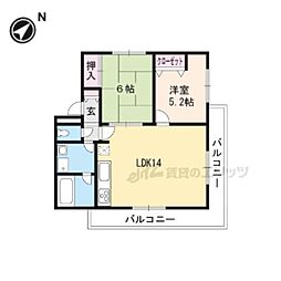 ヴィラ・デ・コローレ 3階2LDKの間取り