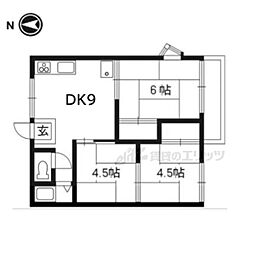 シャルム瀬田 2階3DKの間取り