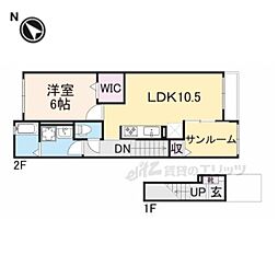 近江鉄道近江本線 彦根口駅 徒歩15分の賃貸アパート 2階1LDKの間取り