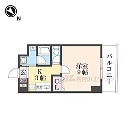 マンション彦根駅西 4階1Kの間取り