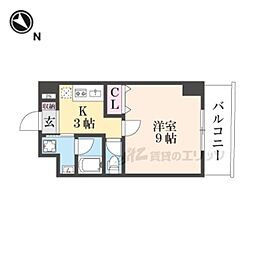 マンション彦根駅西 6階1Kの間取り