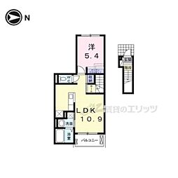 京阪石山坂本線 松ノ馬場駅 徒歩7分の賃貸アパート 2階1LDKの間取り
