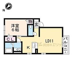 JR東海道・山陽本線 守山駅 徒歩30分の賃貸アパート 1階1LDKの間取り