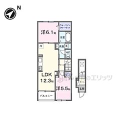 GREENAWAYII 2階2LDKの間取り