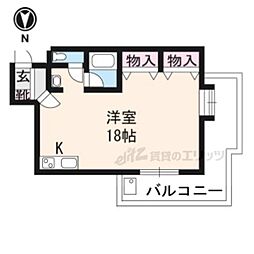 メゾン寿 1階ワンルームの間取り