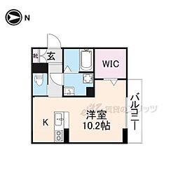 ビオット彦根B棟 3階ワンルームの間取り