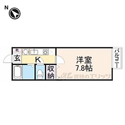 グランドール塚町 1階1Kの間取り