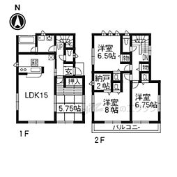 JR東海道・山陽本線 瀬田駅 徒歩25分の賃貸一戸建て 2階4LDKの間取り