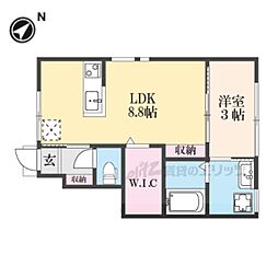 プレシャス大堀 1階1LDKの間取り