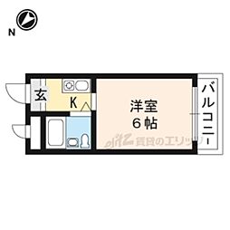 JR東海道・山陽本線 南草津駅 徒歩12分の賃貸マンション 6階1Kの間取り
