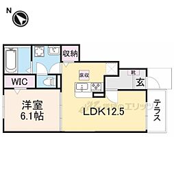 ラフィーネIII 1階1LDKの間取り