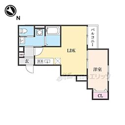 ALEGRIA草津 105 1階1LDKの間取り