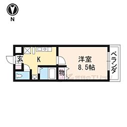 グラフィーネ草津野路東 1Kの間取図画像