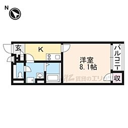 レオネクストなつみ2 1Kの間取図画像