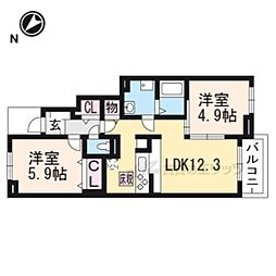 クローバーガーデン 2LDKの間取図画像
