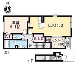コンフォルタ東近江2 1LDKの間取図画像
