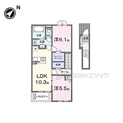 サンライズ・K 2LDKの間取図画像