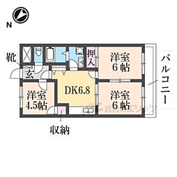 シャルマンハウス2 3DKの間取図画像