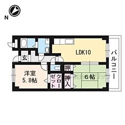 エルグランデ・奥村1 2LDKの間取図画像