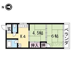 ヤマモトハイツ 2DKの間取図画像
