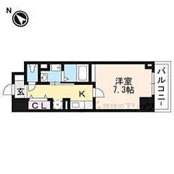 AZレジデンス草津本陣 1Kの間取図画像
