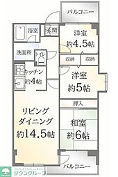 小田急小田原線 新百合ヶ丘駅 徒歩9分の賃貸マンション 2階3LDKの間取り