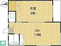 小田急小田原線 和泉多摩川駅 徒歩1分の賃貸マンション 2階1DKの間取り