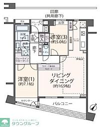 小田急小田原線 新百合ヶ丘駅 徒歩9分の賃貸マンション 2階2LDKの間取り