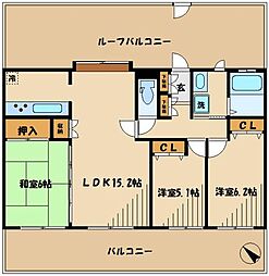 小田急小田原線 向ヶ丘遊園駅 徒歩13分の賃貸マンション 7階3LDKの間取り