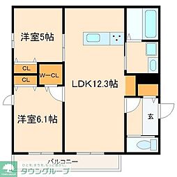 Ｓｈａｉｎ　Ｍｕｔｓｕｍｉ 2階2LDKの間取り