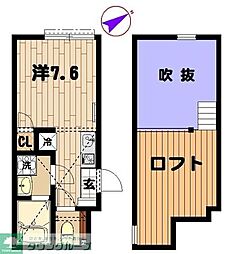 シュリップ溝の口 2階ワンルームの間取り