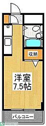 サンクチュアリー849 4階1Kの間取り