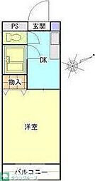 梶が谷山口ハイツ 1階1Kの間取り