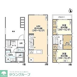 東急田園都市線 二子新地駅 徒歩10分の賃貸一戸建て 2SLDKの間取り