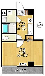 京王線 調布駅 徒歩10分の賃貸マンション 3階1Kの間取り
