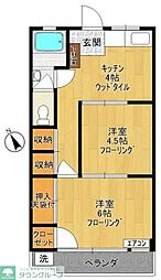 JR南武線 登戸駅 徒歩4分の賃貸マンション 4階2Kの間取り