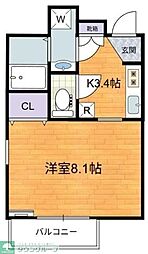 小田急小田原線 向ヶ丘遊園駅 徒歩15分の賃貸アパート 1階1Kの間取り