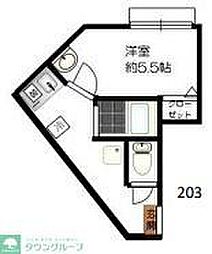 小田急小田原線 読売ランド前駅 徒歩14分の賃貸アパート 1階1Kの間取り