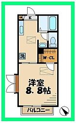 ルージュハイム 2階1Kの間取り