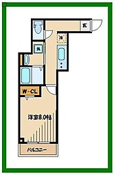 京王線 西調布駅 徒歩1分の賃貸マンション 3階1Kの間取り