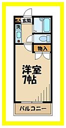 JR南武線 久地駅 徒歩9分の賃貸マンション 2階1Kの間取り