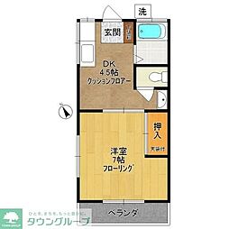 下島荘D棟 1DKの間取図画像