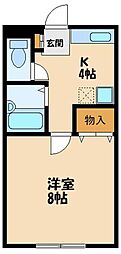 ピュアパレスA 1Kの間取図画像