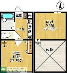 クラシェア稲田堤2 1Kの間取図画像