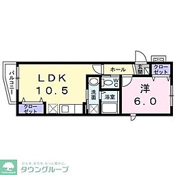 マノワール 1LDKの間取図画像